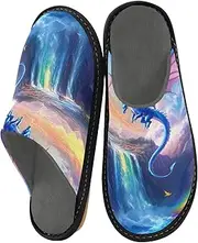 [Joisal] Dragon Rainbow River Home Slippers Women Portable Ladies Slippers Size 8 Grey