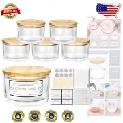 Versatile 24oz Empty Candle Jars with Bamboo Lids - Dishwasher Safe & Durable