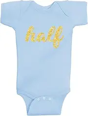 [Reaxion] Aiden's Corner - Handmade Baby Boy and Baby Girl Half Birthday Silver and Gold Glitter Flake Bodysuits - 1/2 Birthday