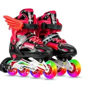 Adjustable Kids Roller Skates Set - Single Flash Wheels - Size s