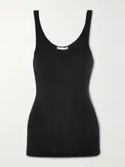 [James Perse] James Perse - The Daily Ribbed Stretch-cotton Tank - Black - 4 4 Black