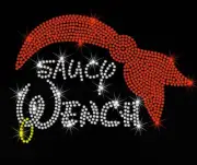 Choice of 8" Pirate Saucy Wench Minnie Mouse iron on rhinestone transfer patch