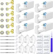 [TKKUY] 31 Pcs Ear Piercing Kit Ear Disposable Piercing Gun Kit 6 Pcs Self Piercing Gun with Cubic Zirconia Earrings
