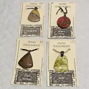 Lot Set 4 Jade Amazonite Pyrite Opal Stone Statements Pendant Pink Green Beige
