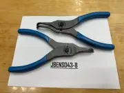 Snap-on Tools NEW 2pc PEARL BLUE LARGE SIZE .090 Tip 45° & 90° Snap Ring Pliers
