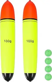 uxcell Fishing Slip Bobbers, EVA Foam Bobbers Slip Floats with Fish Beads, 3.5 Oz Floatage Fit for Perch Carp Bass Fishing Corks Saltwater Freshwater (2 Pack, Red/Yellow)