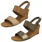 Clarks Ladies Wedge Heeled Strappy Sandals - Kyarra Faye