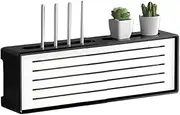 Wooden Wireless WiFi Router Storage Box, White Floating Tv Stand Wall-Mounted Set-Top Box Router Shelf Cable Management Hider Rack Radiator Covers for Home Deco