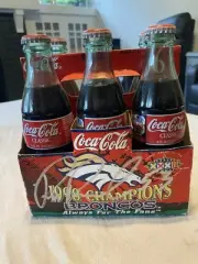 1998 Denver Broncos Superbowl Coca Cola 6 Pack Autographed By Bill Romanowski