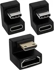 EMSea 180 Degree Angled Mini HDMI to HDMI Adapter with USB-C Adapter for Portable Displays Short Side Inward