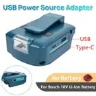 USB+Type-C Charger Adapter Power Bank w/ LED Light for Bosch 14.4V-18V Battery