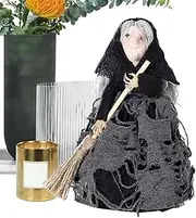 Funny Witch Doll Toys for Halloween | Vivid Halloween Decoration on Broom,Halloween Decoration Unique Handcrafted Halloween Doll Halloween Decoration Props