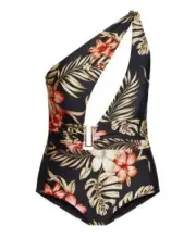 CITY CHIC Bathers Plus Size 20 /L One Piece Swimwear Swimsuit Floral Black AMARA