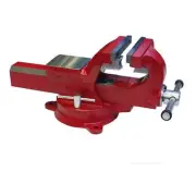 Yost Bench Vise Cast Metal Swivel Base Interlocking Gears Red 5 in. Jaw Width