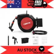 Certa 15m Retractable Garden Hose Reel – Auto Rewind, Spray Nozzle, 180° Swivel