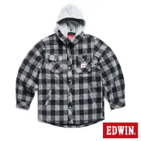 在飛比找momo購物網優惠-【EDWIN】男裝 格紋鋪棉襯衫式外套(黑灰色)