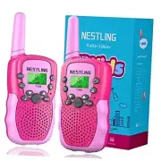 Walkie Talkies for Kids 22 Channels 2 Way Radio Toy with Backlit LCD pink