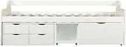 Glebe Day Bed with Storage Drawers for Guest Room Home Office Living Room Multi-Functional Furniture Durable Solid Pine Wood Frame Plywood Slats Maximum 140kg Weight Capacity 66H x 193W x 99D CM White
