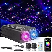 1300pcs 13.1ft Fibreglass Starlight Light Kit for Car, 32W RGB Meteor Colour Bluetooth App Control Sound Activated for Car Decor