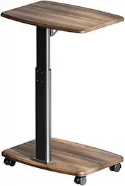zolyet Computer Desk for Small Spaces Compact Lifting Table Desk with Wheels Layer Adjustable Height and Mobile Storage for Home Office Small Spaces Coffee