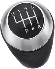 HZTWFC 6 Speed Leather Gear Shift Knob Stick Shifter Knob Chrome Compatible for Mazda 3 BK BL CW 6 5 3 Series CX-7 MX-5 Stick Shifter Knob Chrome