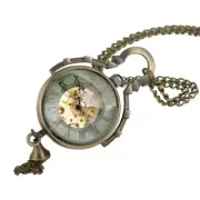 Women Men Pendant Glass Ball Shape Mechanical Pocket Watch with Necklace Chain