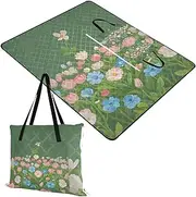 Outdoor Blankets Sandproof Indoors Camp Rug for Baby Concert Blanket Blue Pink Flowers in Summer 60x80in