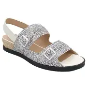 LOGO Lori Goldstein Women Slingback Sandal Heather Size US 10M White Crinkle