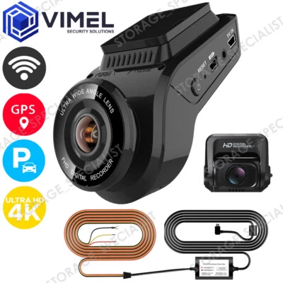 Deluxe 24/7 Dual Dash Camera WIFI GPS 4K Hardwire Kit Security Parking Dashcam