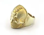 Skull Ring Adjustable Ring Raw Brass (18mm 8US inner size) 2881