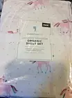 Pottery Barn Kids Organic Percale Pink Unicorn Rainbow Sheet Set Twin NWT