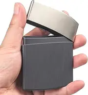 [ARKCHIU] Cigarette Case Ultra Slim 10 Capacity Stainless Steel Cigarette Case Holder Ultra-Thin One-Hand Operate Grey,One Size