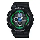 在飛比找遠傳friDay購物優惠-CASIO Baby-G系列 甜美風範時尚運動腕錶-黑x綠-