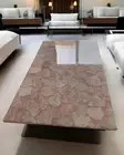 36"x24" Rose Quartz Stone Center Sofa Coffee Table Handmade Crystal Healing Deco