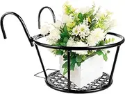 Deck Rail Planter,Metal Iron Fence Planter Flower Stand Rack | Flower Plant Holder, Easy Assembly, Deck Rail Boxes for Balcony Fence, Porch Railing Outdoor Plants