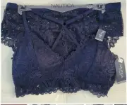 Nautica Womens Intimates Navy Lace 2 Piece Bra And Panty Set Size M