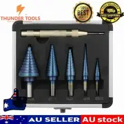 Thunder Tools 50 Sizes HSS Step Drill Bit Set with Automatic Center Punch (5Pcs)