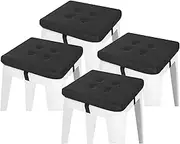 baibu 12 Inches Square Stool Cushions with Ties Set of 4 for Bar Stool, Breathable Square Chair Pads Seat Cushions with Non-Slip Bottom - Only Pads (12" (4PC), Black)