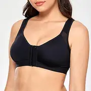 [ANRIO] Elderly Women's Thin Underwear S-5XL Full Coverage Wireless Front Closure Sports Bras Shapewear Top Bra for Women (Color : Black, Size : XXXXL/XXXX-Large)