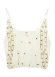 Free People Virgo Bead-embellished Chiffon Tank - Ivory - XL XL