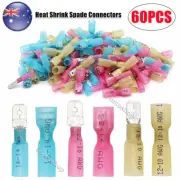 60Pcs Heat Shrink Wire Connectors Insulated Quick Disconnect Spade Terminals Kit