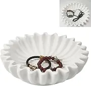 SCHIV 10 Inch Decorative Bowl, Fluted Ruffle Bowl, Scalloped Bowl Resin Decorative Bowl, Decorative Trays Fruit Bowl for Home Decor Gifts