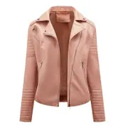 Women's Slim Fit Leather Jacket Faux Leather Jackets, Zip Up Motorcycle Short PU Moto Biker Outwear Fitted Slim Coat