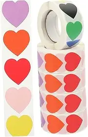 GARVALON 5 Rolls Heart Shaped Blank Labels Stickers Colored Sealing Stickers for Wrapping and Holiday Decoration for Valentine Day Christmas and Special Occasions