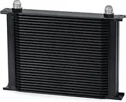 BGBLKLGPPN 30 Row Universal British Type Aluminum Engine Transmission Oil Cooler with 10AN Female to 8AN 6AN Male Fitting Adapter WLR7030 Oil Cooler(Black)