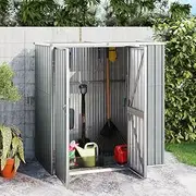 Garden Storage Shed, Outdoor Storage Shed Tool Store Cabinet Garden Tool Shed Grey 161x89x161 cm Galvanised Steel