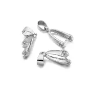 5pcs Platinum Plated Brass Flower Pinch Bails Ice Pick with A Loop Findings 25mm