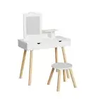Keezi Kids Dressing Table Vanity Makeup Chair Set with Mirror Drawers Wooden ...