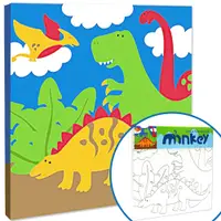 在飛比找PChome24h購物優惠-Minkey DIY木框水彩帆布畫-恐龍世界