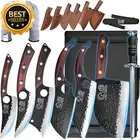 Full Tang Camping Knife Set w/ Roll Bag Chinese Butcher Chef Boning Knives